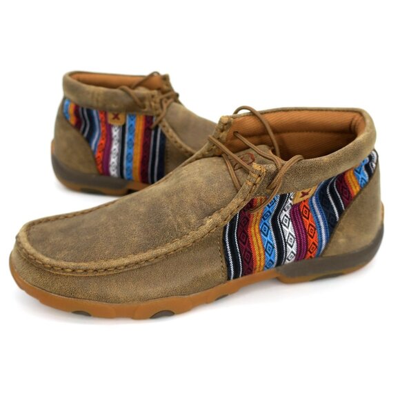Twisted X Chukka Southwest Lace Up Driving Moc Ankle Boots Brown Women's 10M - Picture 1 of 5